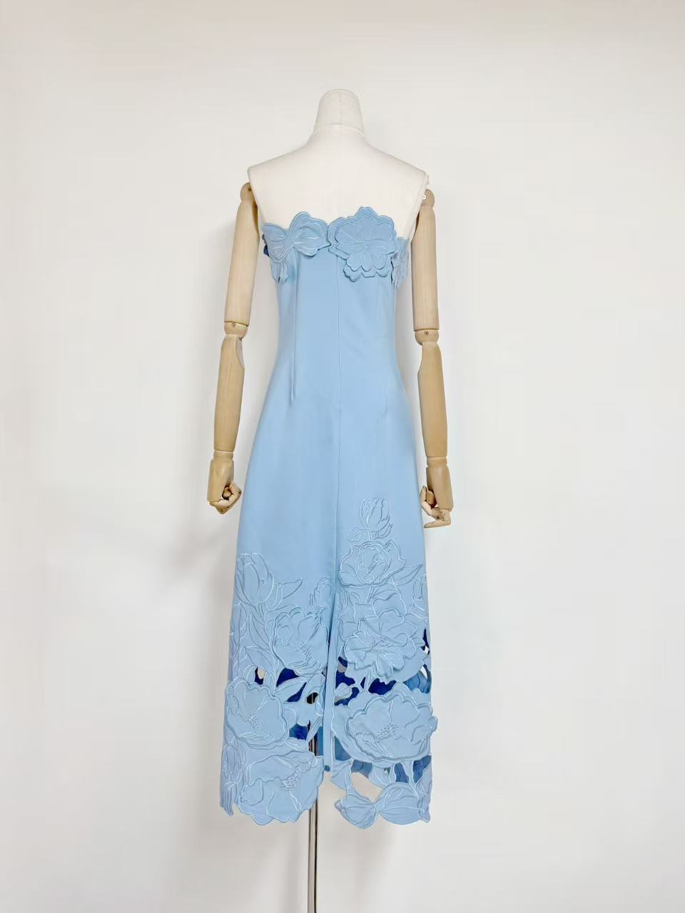 Light Blue Structured Crepe Column Dress Flowering Girl