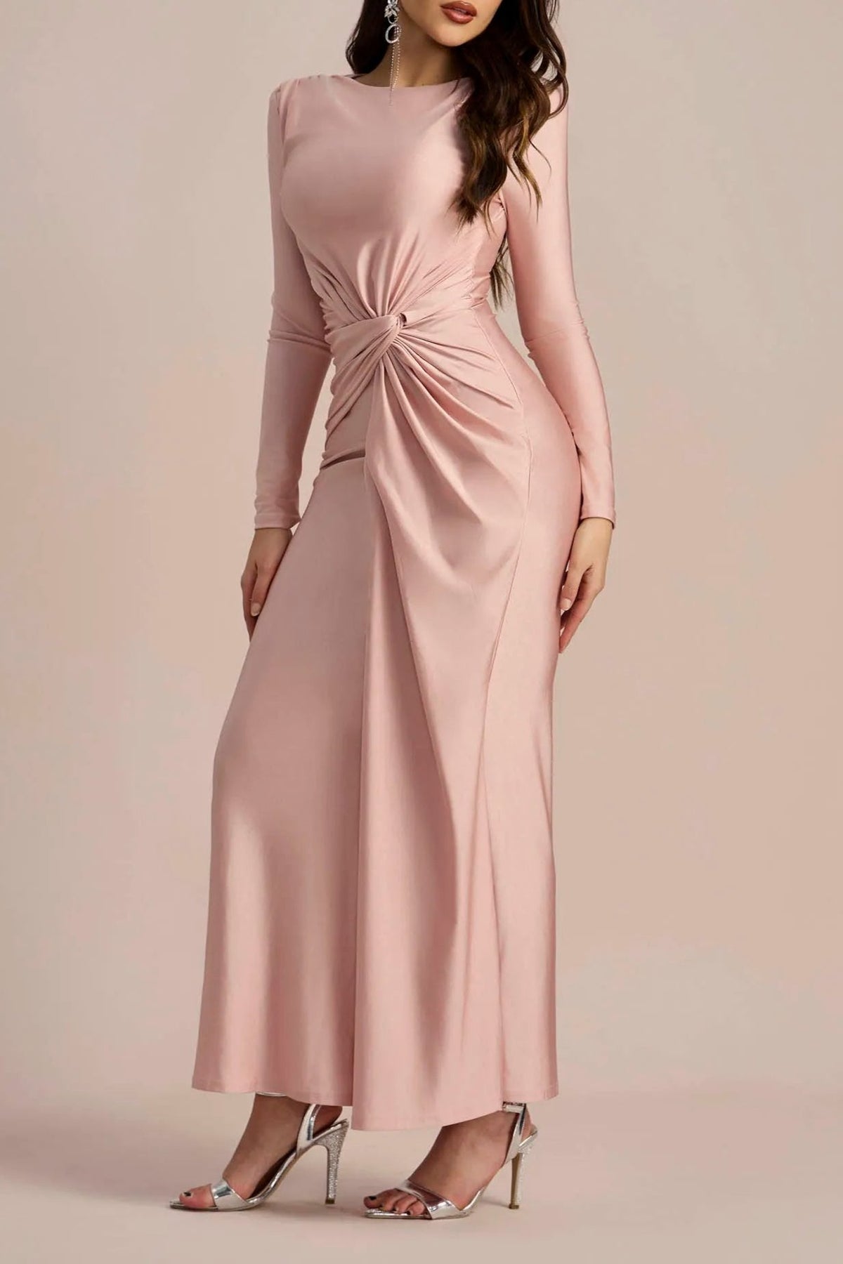 Amanda Long Sleeve Twist Front Maxi Dress Flowering Girl