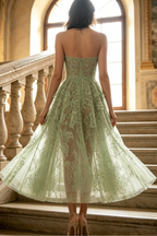 Mint Beaded Lace Midi Dress Flowering Girl