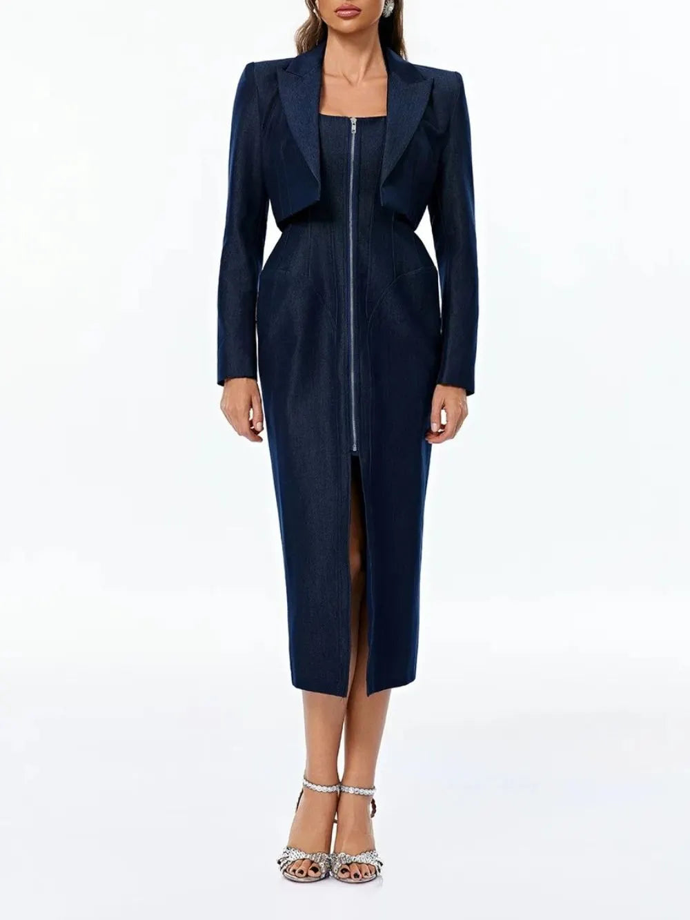 Geralyn Zipper Denim Dress Set Flowering Girl