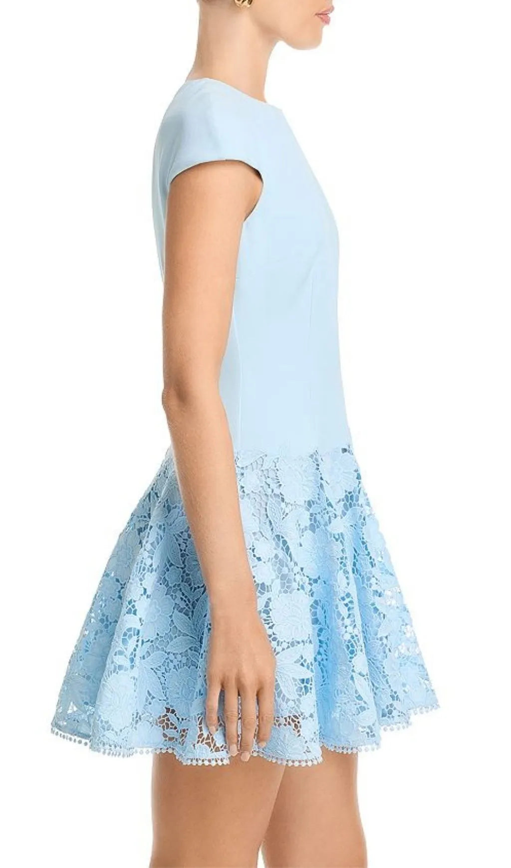 Crepe Lace Mini Dress - Blue Flowering Girl