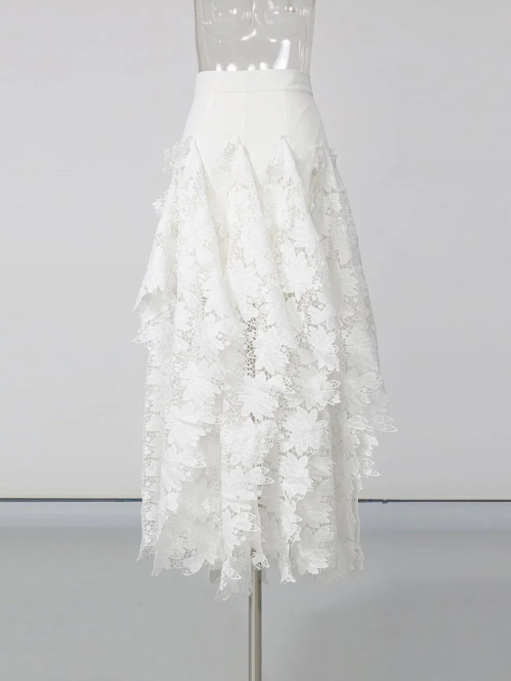 Medha White Lace Maxi Skirt Flowering Girl