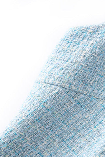 Halter Neck Tweed Vest Mini Dress In Blue Flowering Girl