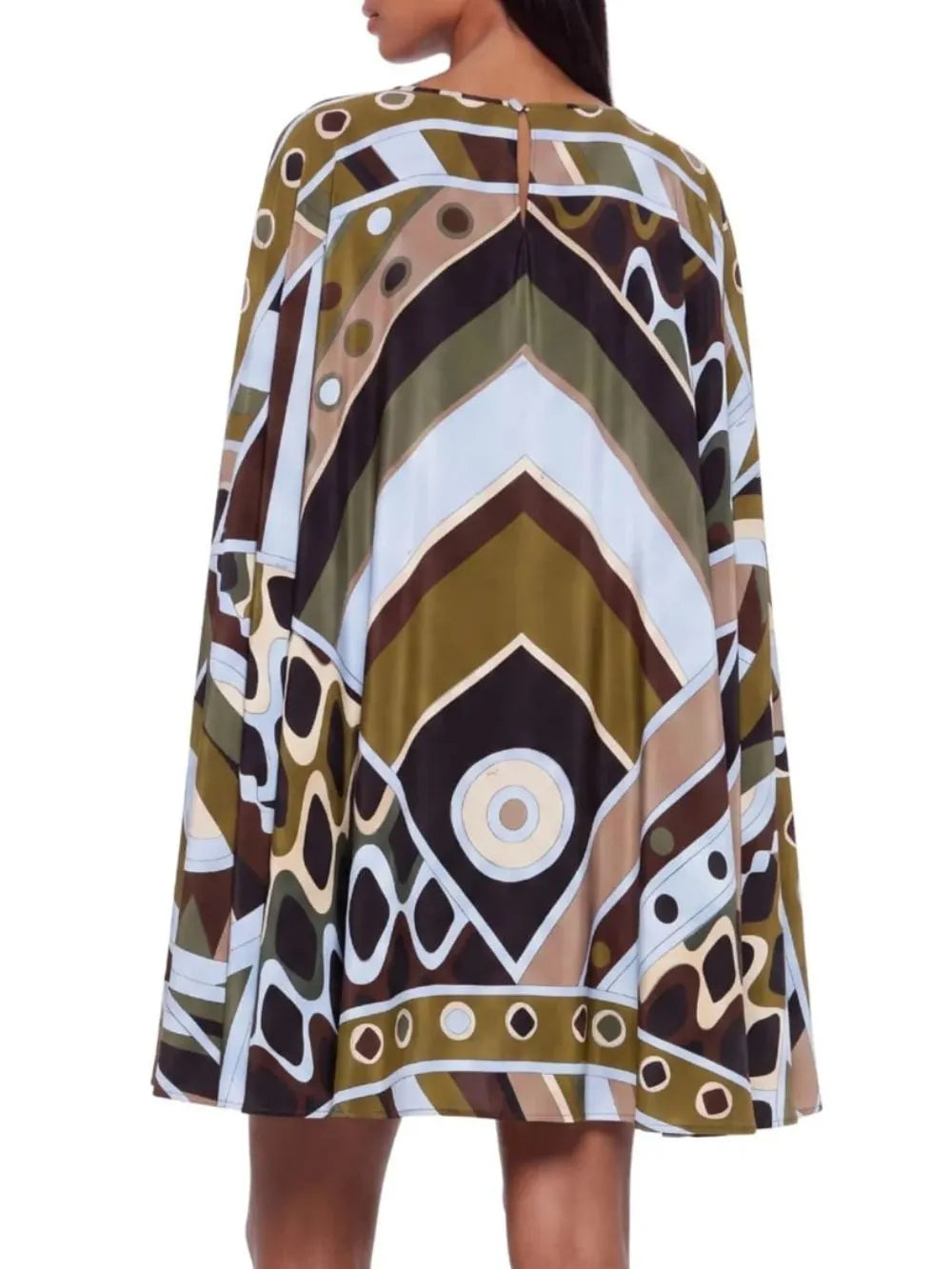 Hylora Raglan Sleeve Geo Printed Mini Dress Flowering Girl