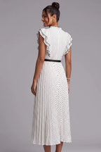 Polka Dot Ruffle Sleeve Midi Dress Flowering Girl