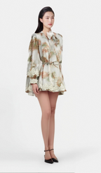 Delphine faux-pearl embellished mini dress in Neutrals Flowering Girl