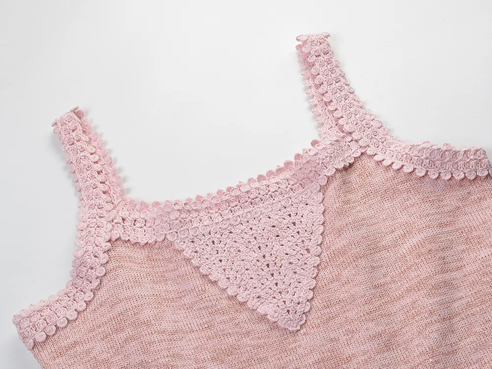 Madlaina Pink Knit Mini Dress Flowering Girl