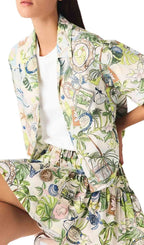 Patterned Cropped Shirt Flowering Girl
