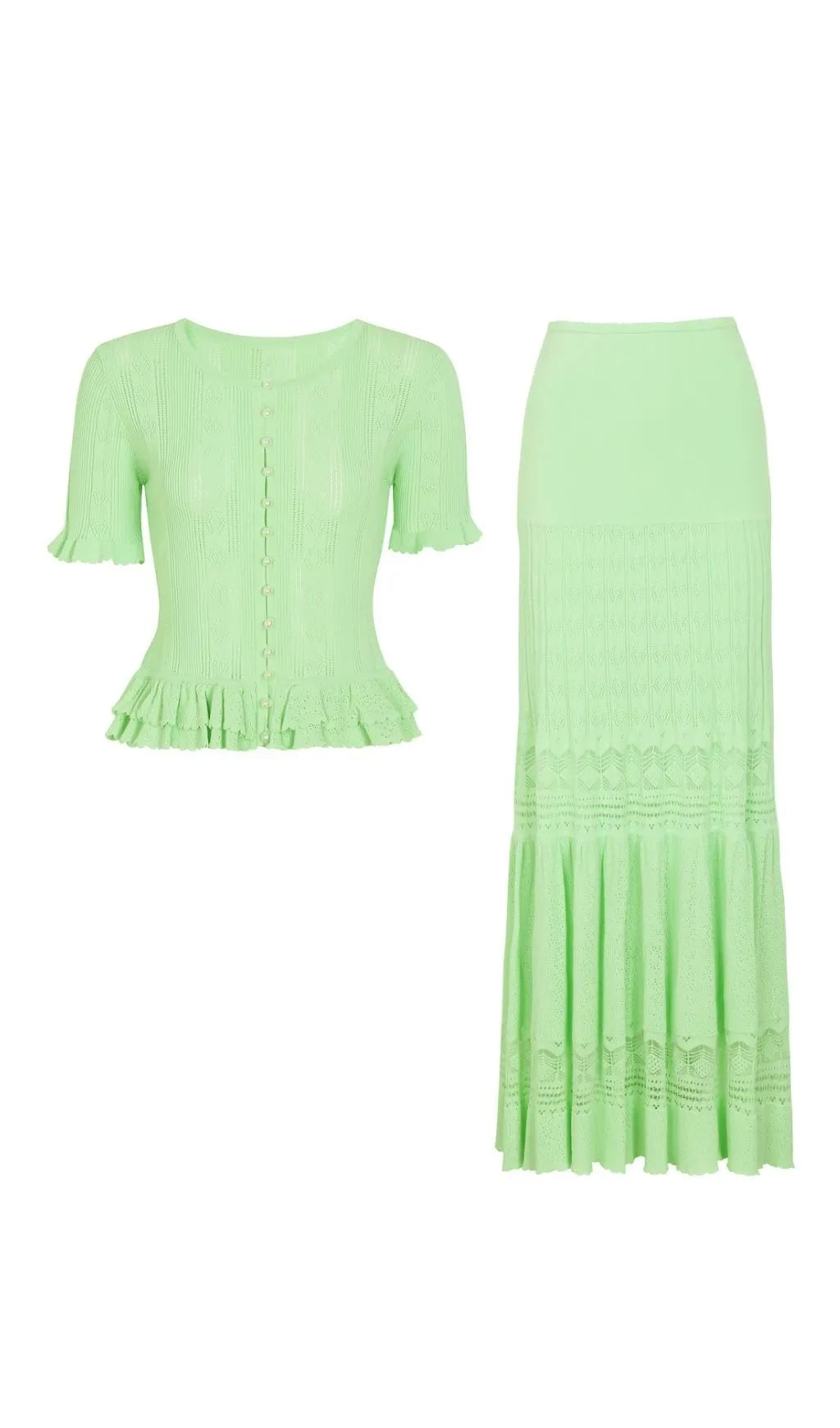 Kiely Green Knit Two-Piece Set Flowering Girl