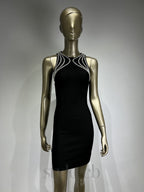 Mikine Diamante Bandage Mini Dress In Black Flowering Girl