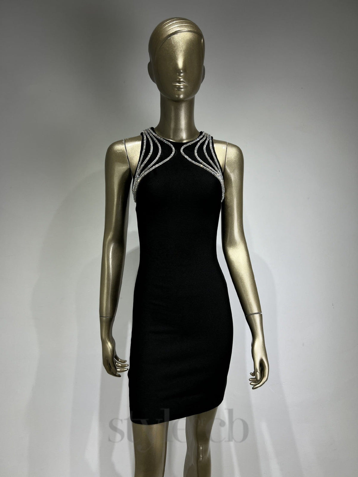 Mikine Diamante Bandage Mini Dress In Black Flowering Girl