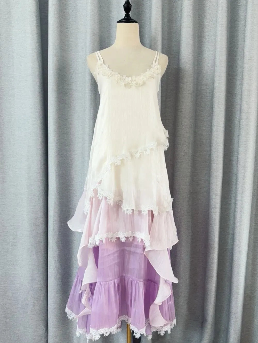 Maude Purple Spaghetti Lace Layered Maxi Dress Flowering Girl