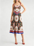 Manami Strappy Printed Midi Dress Flowering Girl