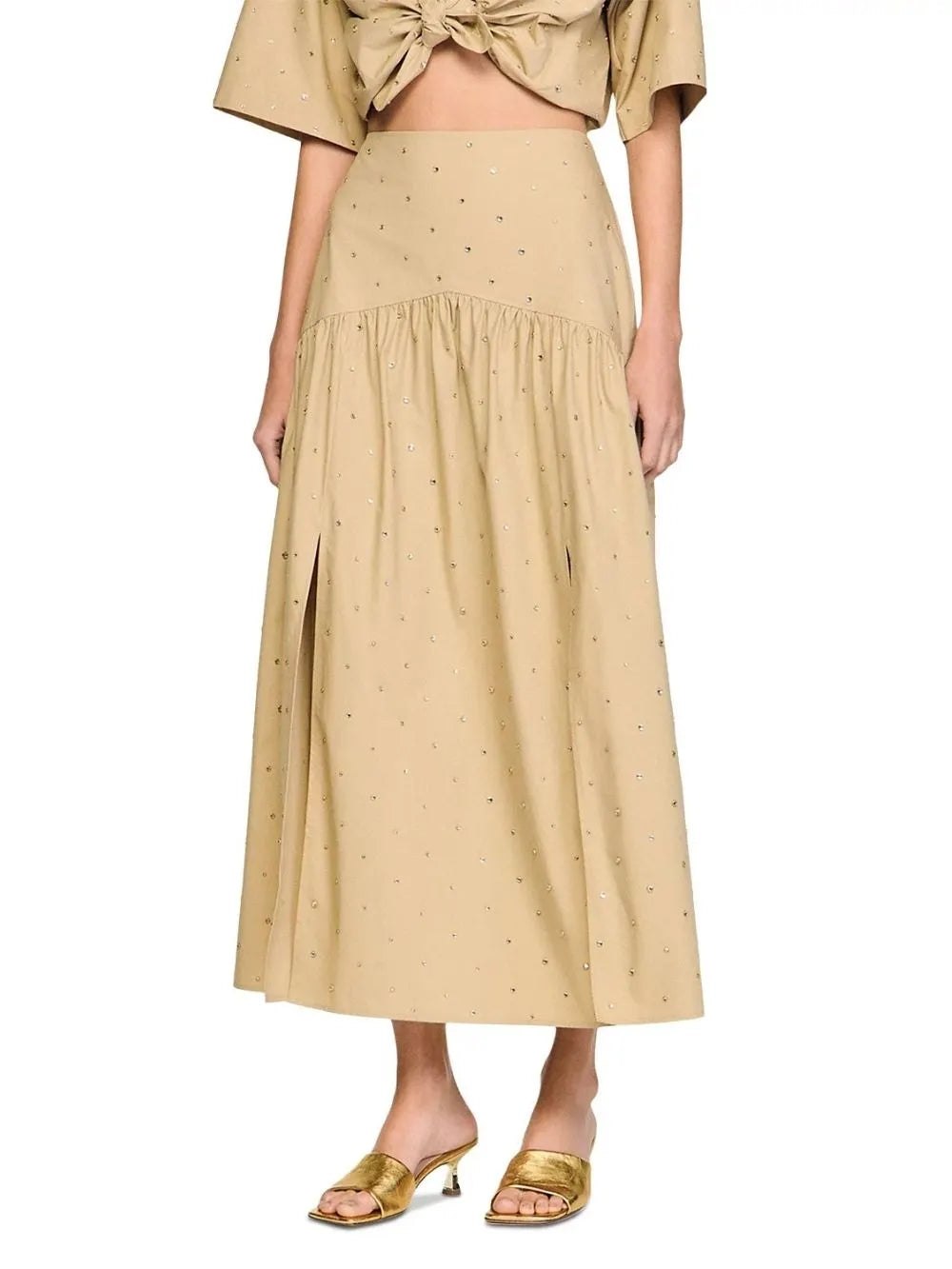 Long Rhinestone Cotton Skirt Flowering Girl