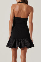 Bubble Hem Halter Mini dress in black Flowering Girl