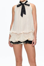 eudora Sleeveless Bow Top in beige Flowering Girl
