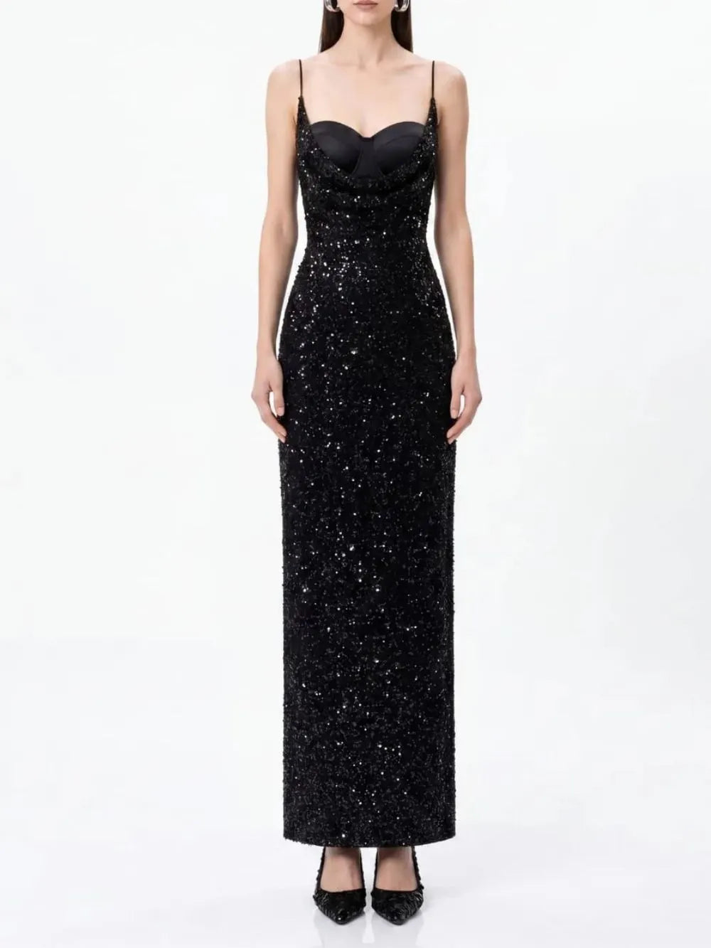 Kirell Spaghetti Sequin Maxi Dress Flowering Girl
