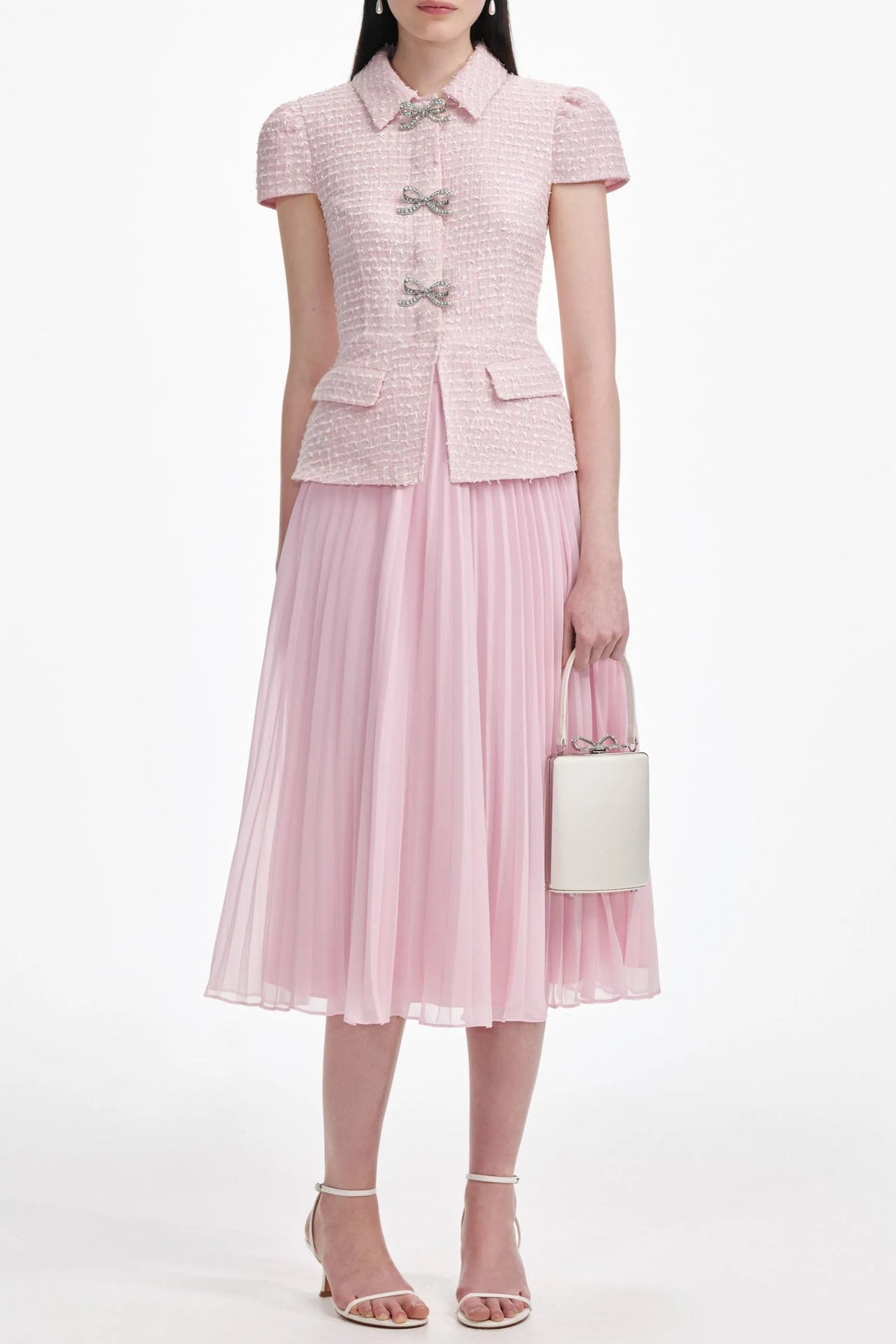 Gill Pink Boucle Midi Dress Flowering Girl