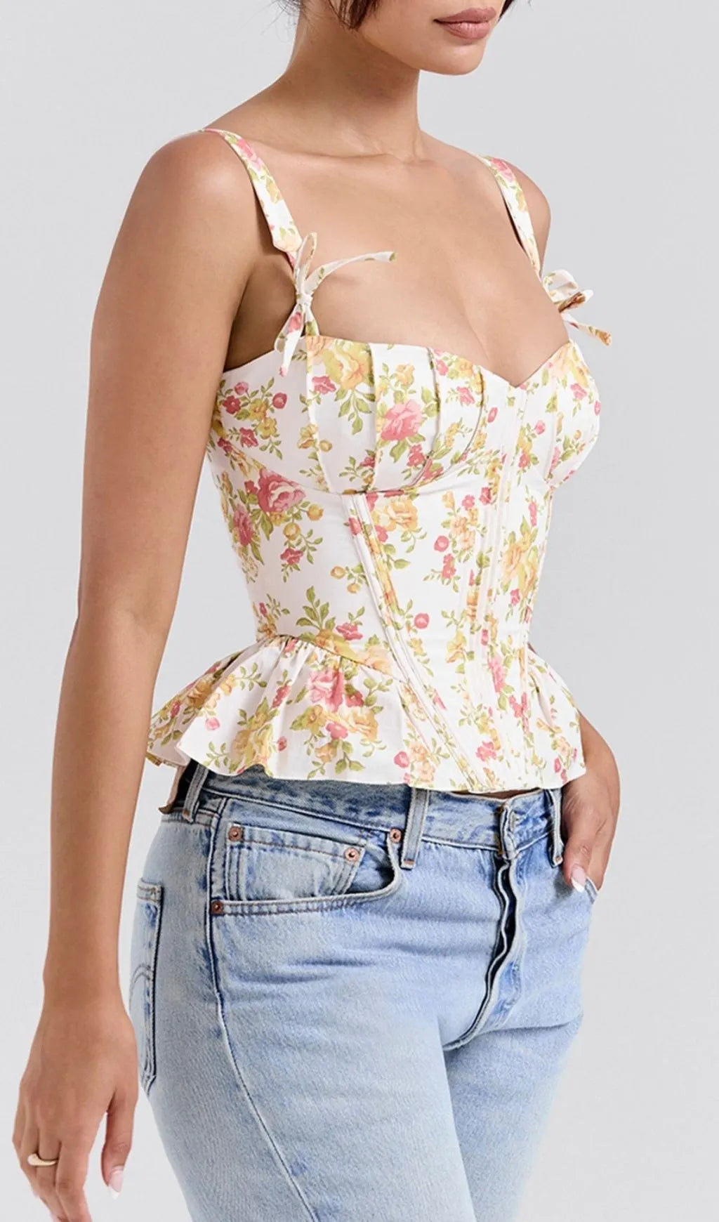 Lethia Floral Corset Top Flowering Girl