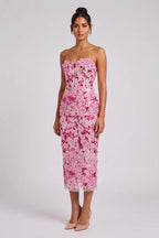 Pink Mesh Sheath Dress Flowering Girl