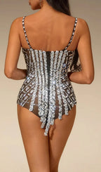 Siesra Spaghetti Crystal Fringe Bodysuit Flowering Girl