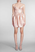 Bustier Strapless Mini Dress In Pink Flowering Girl
