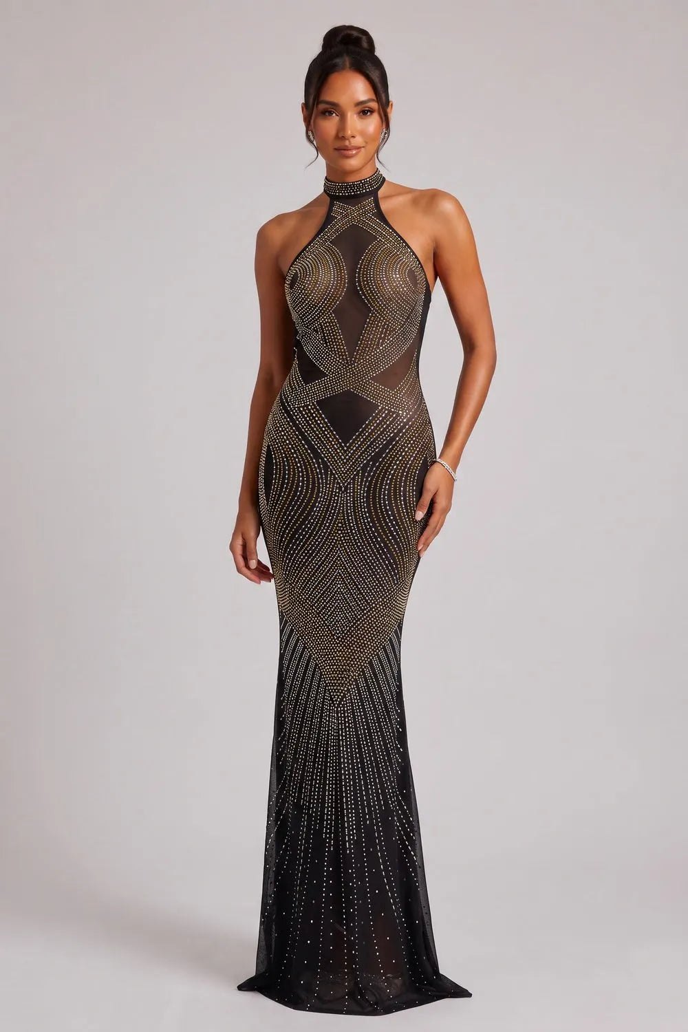 Black Embellished Mermaid Evening Gown Flowering Girl