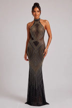 Black Embellished Mermaid Evening Gown Flowering Girl