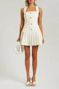 Christine Halterneck Tweed Mini Dress Flowering Girl