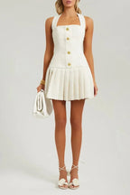 Christine Halterneck Tweed Mini Dress Flowering Girl