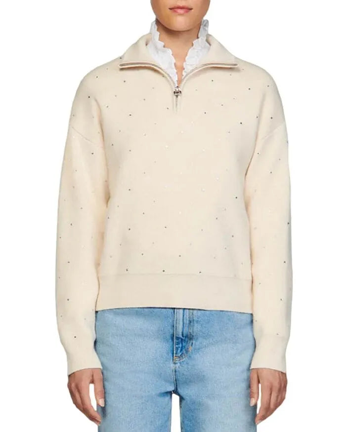 OSY RHINESTONE QUARTER ZIP SWEATER Flowering Girl