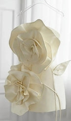 Achlys Beige Flower Bind Mini Dress Flowering Girl