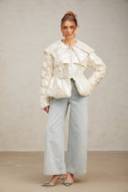 Joslyn White Sequined Down Coat Flowering Girl