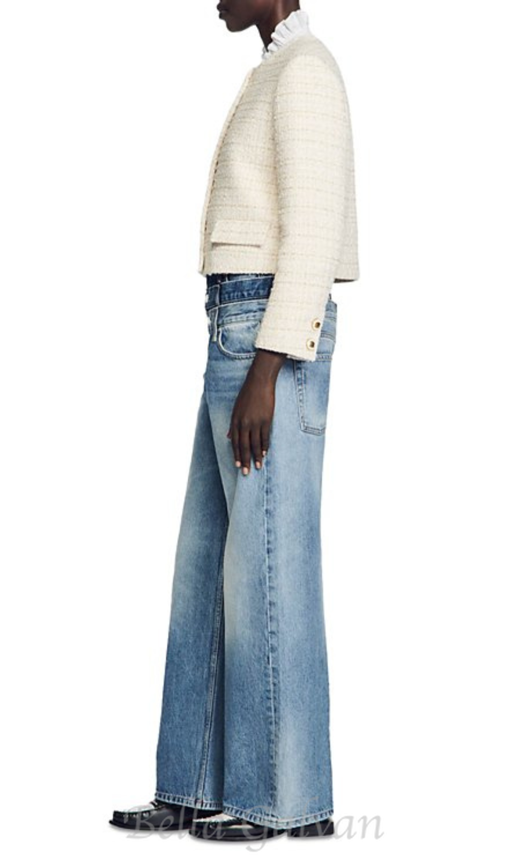 Zally Cropped Tweed Jacket in ecru Flowering Girl
