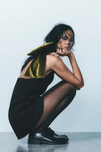 Velvet Bow Mini Dress In Black Flowering Girl