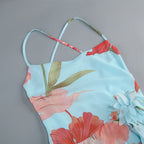 Ferune Spaghetti Floral Split Maxi Dress Flowering Girl