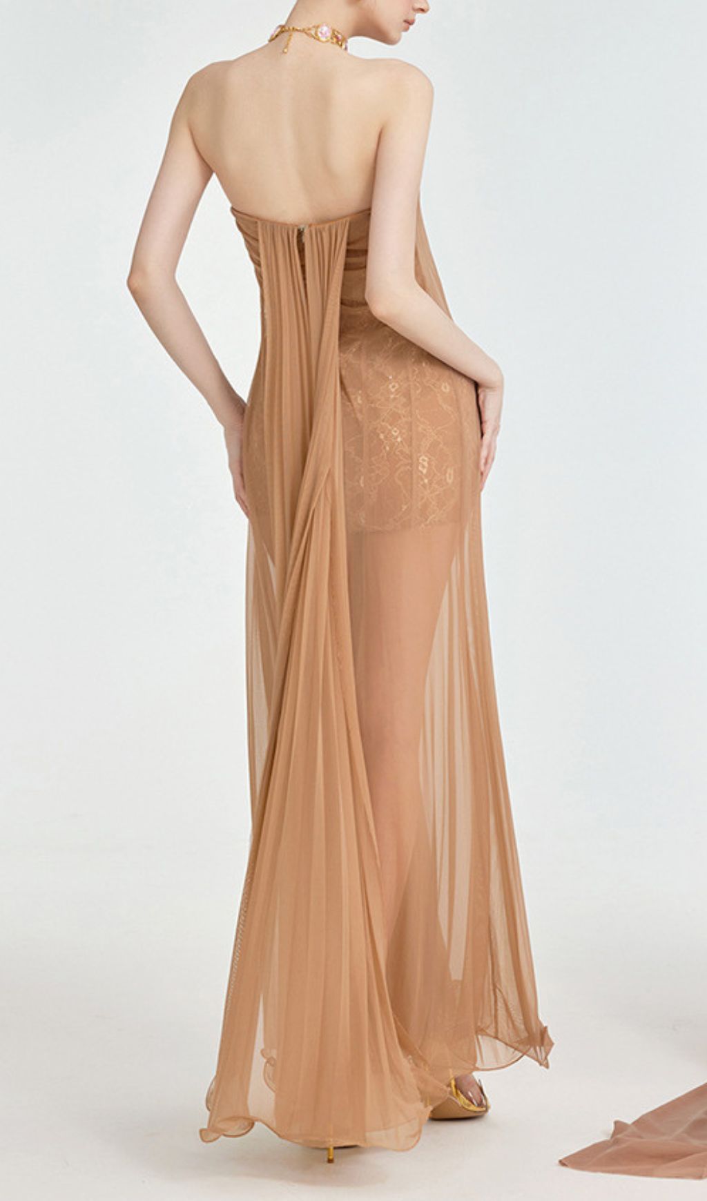 Fintan Strapless Mesh Maxi Dress Flowering Girl
