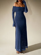 Sprinkled Strapless Long-Sleeved Maxi Dress Flowering Girl