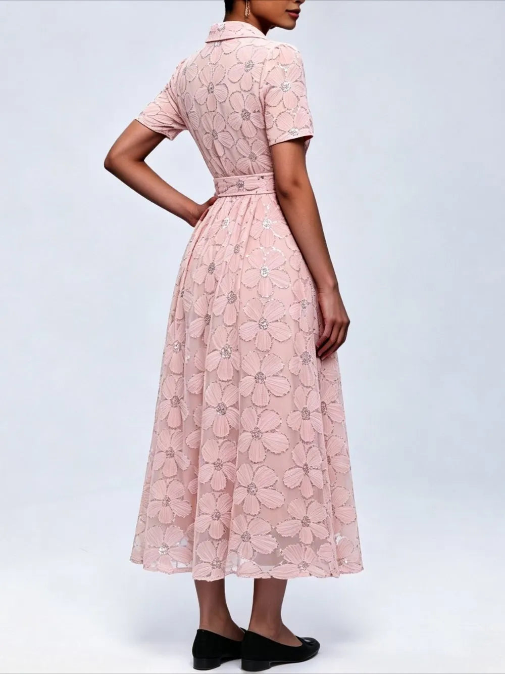 Mahi Pink Floral Midi Dress Flowering Girl