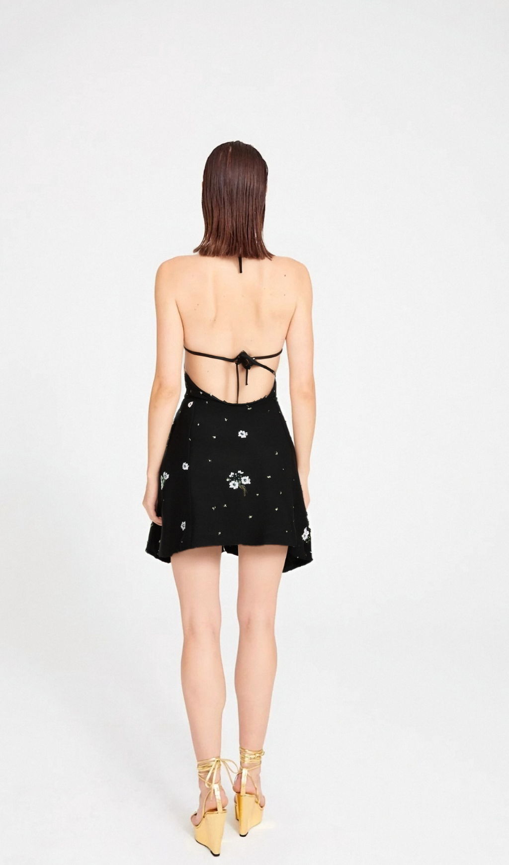 Ariane crystal-embellished scoop-back mini dress Flowering Girl