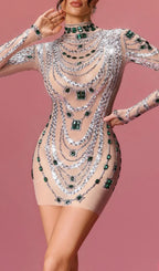 Bruxira Crystal Sequin Mini Dress Flowering Girl