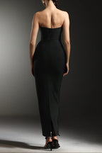 Gina Black Strapless Diamond V-Neck Bandage Maxi Dress Flowering Girl