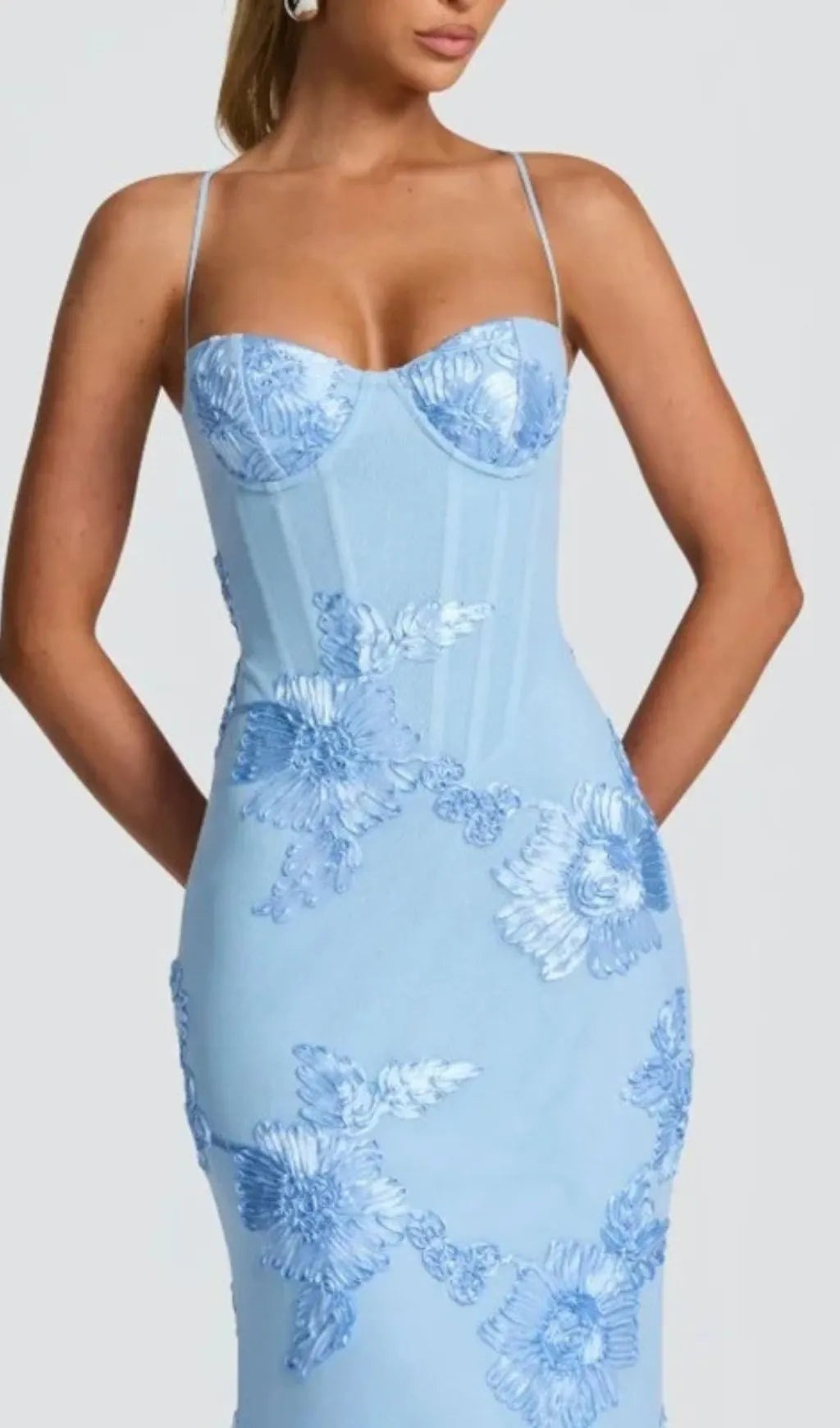 Jaleh Blue Floral Backless Maxi Dress Flowering Girl