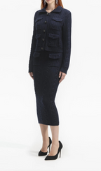 NAVY MIDI KNIT SKIRT Flowering Girl