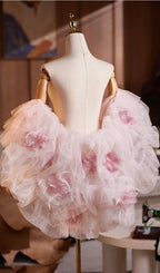 Leeto Pink Flower Mesh Shawl Flowering Girl