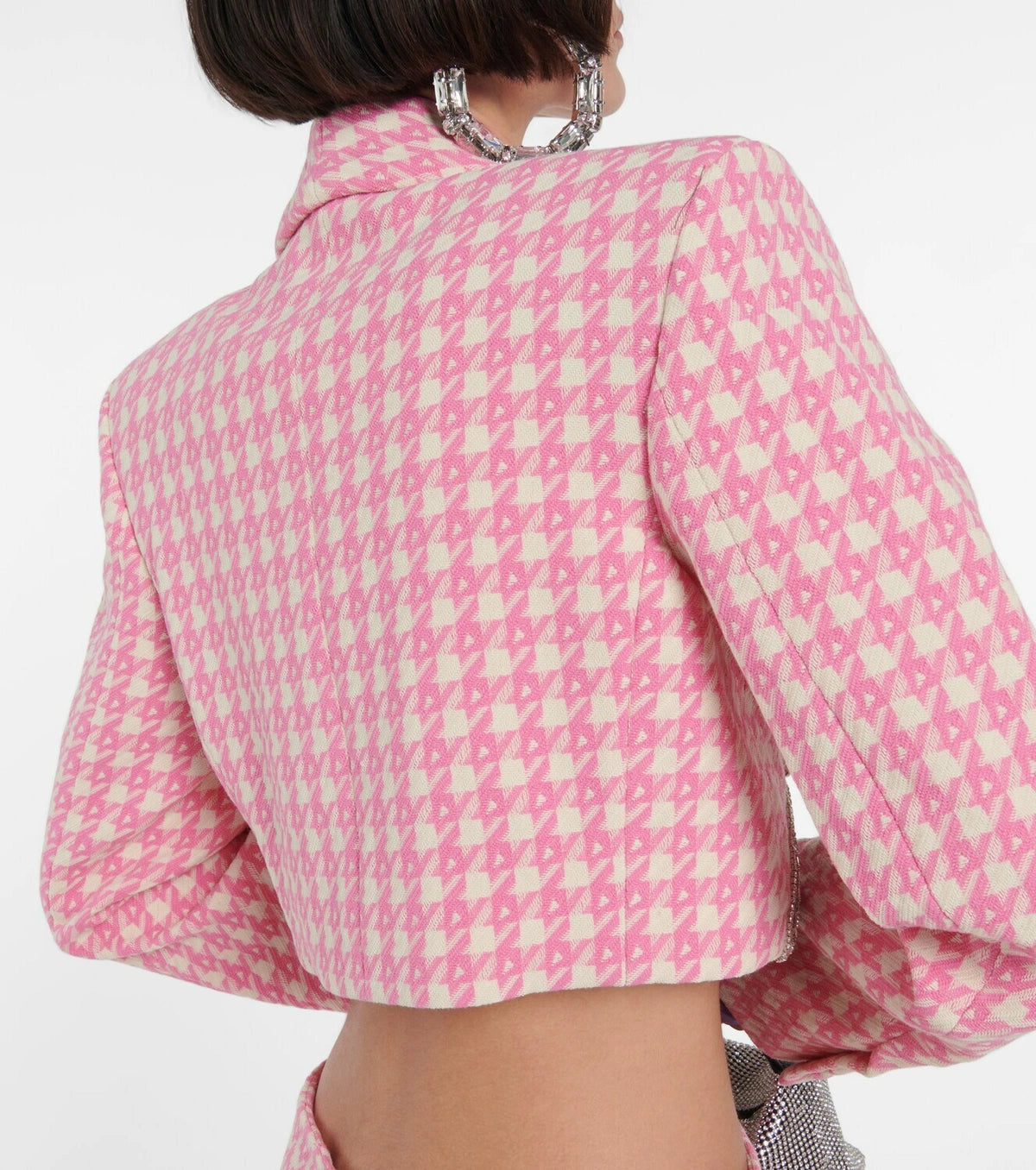 Helen Embellished Checked Wool-Blend Blazer Set In Pink Flowering Girl