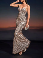 Moselle Spaghetti Sequin Maxi Dress Flowering Girl