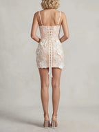 Floral Front Zipper Lace-Up Dress Flowering Girl