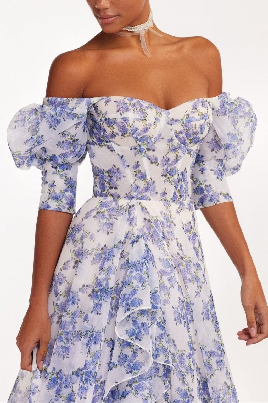 Blue Hydrangea Maxi Princess Dress Flowering Girl