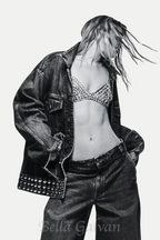 Cael Crystal Bra in Silver Flowering Girl